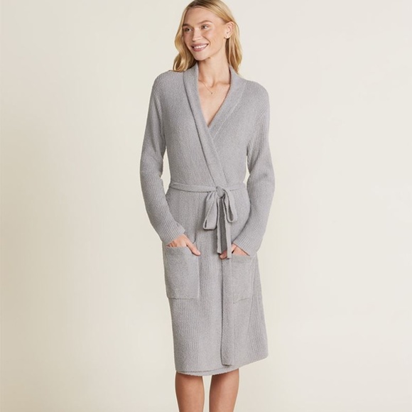 Barefoot Dreams Cozy Chic Ribbed Robe in Dove Grey SZ 1/Small NEW
